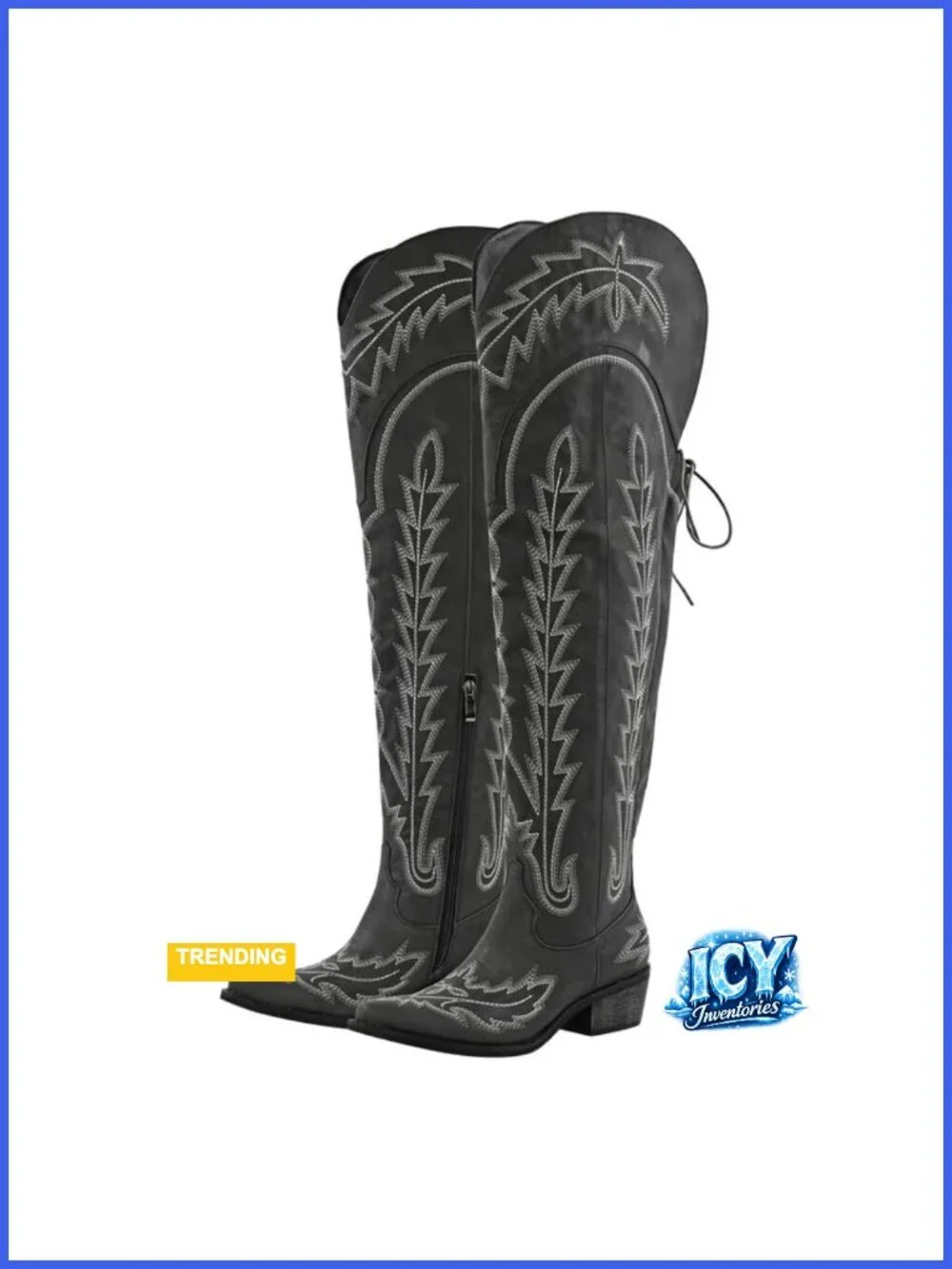 Thigh High Wide Calf Embroidered Western Cowboy Boots